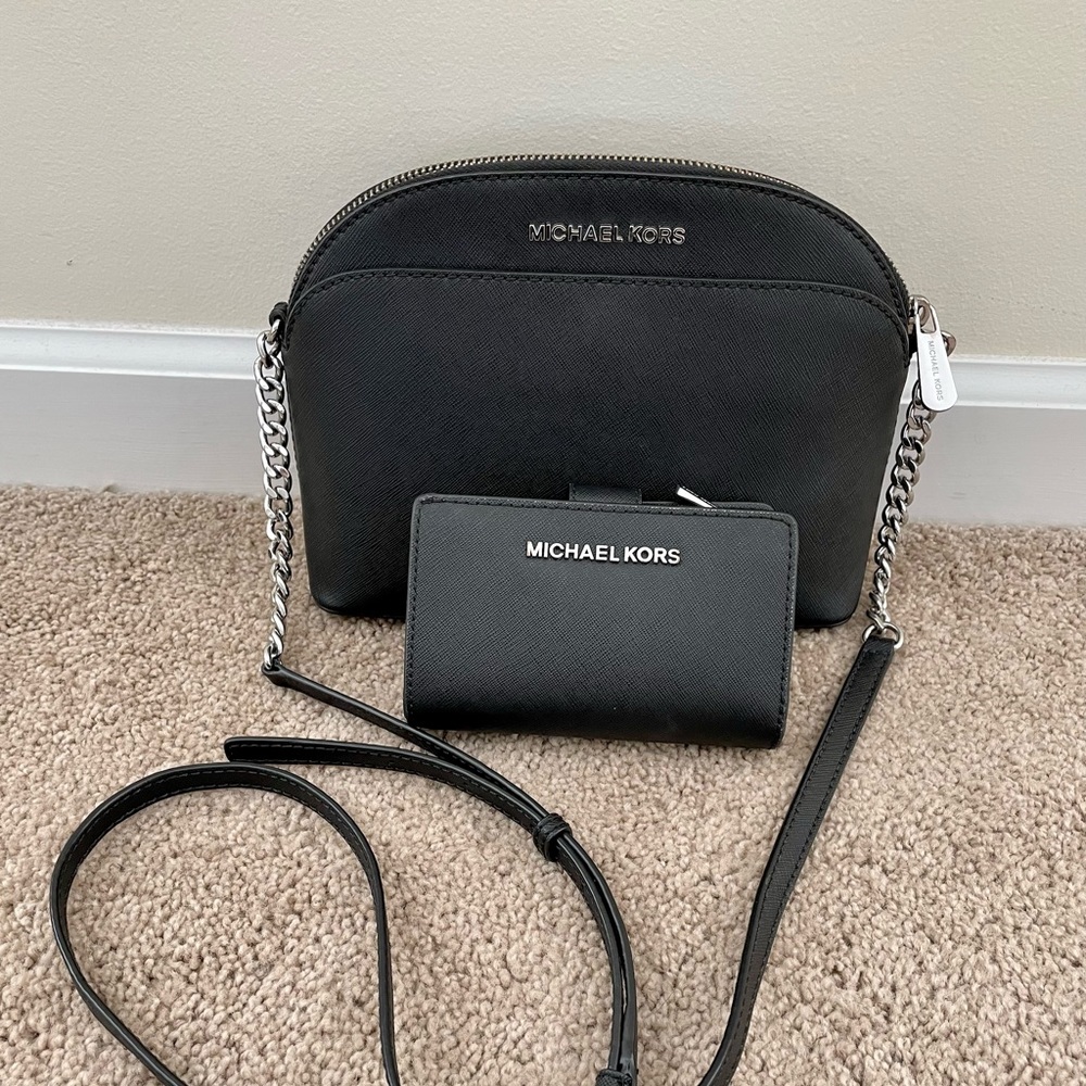 Michael Kors Black Crossbody and Matching Wallet